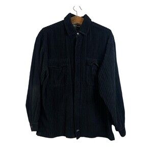 Quicksilver Y2K Black Corduroy Button Vintage Shacket Sz Large 90’s Long Sleeve